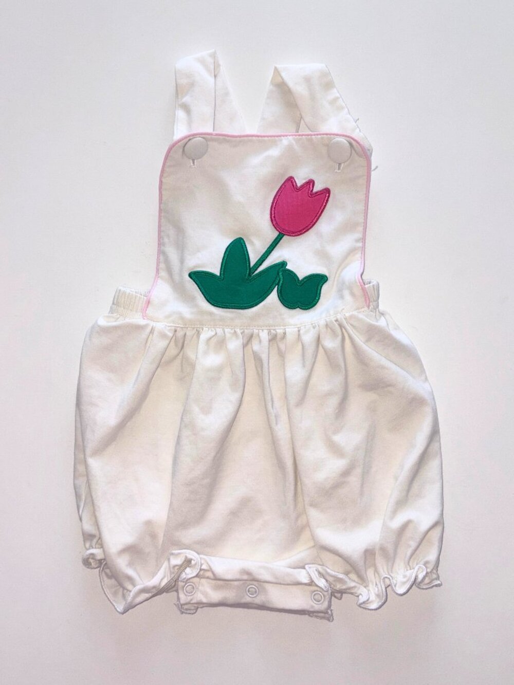 Girls' Tulip Embroidered Cotton Bubble Suit Summer Spring Preppy Traditional 3